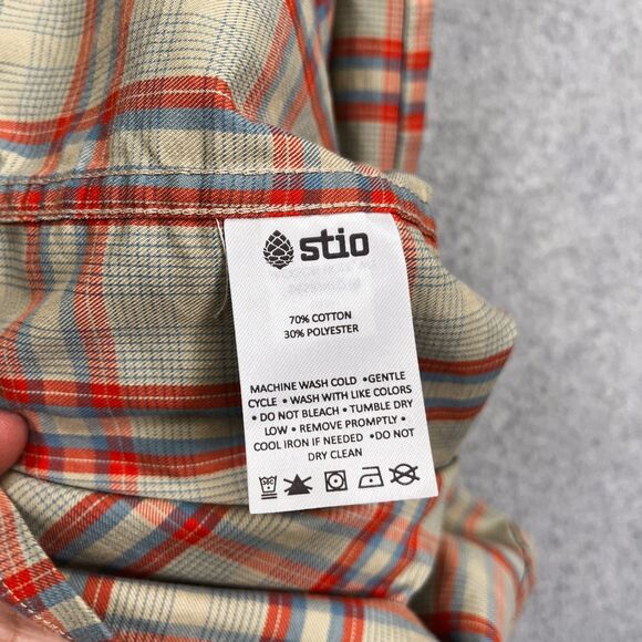 Stio Shirt Mens 2XL Hayden Orange Plaid Flannel Western Pearl Snap Long Sleeve - Picture 11 of 12